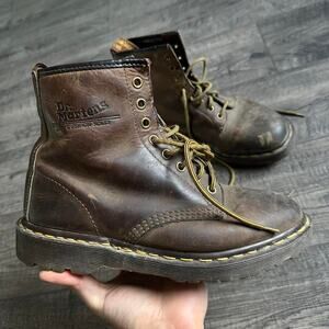 Vintage Dr Doc Martens Made In England Brown Leather Boots